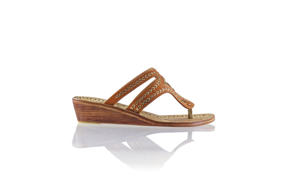 Arrah 35mm Wedges - Camel & Gold