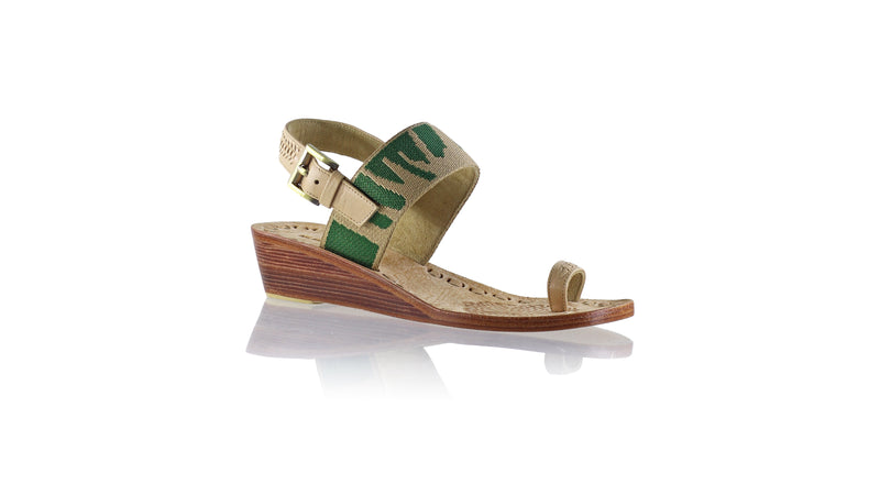 Prana 35mm Wedges - Nude & Nude Green Leaf Ribborn