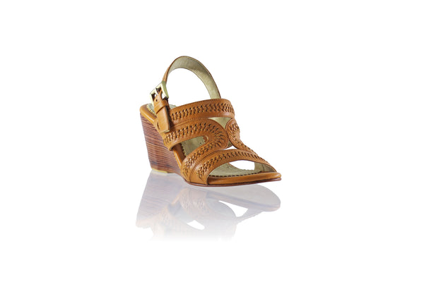 Lilies Strap 80mm Wedges  - Camel