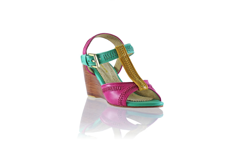 Jazz 80mm Wedge - Fuschia & Tosca & Mustard