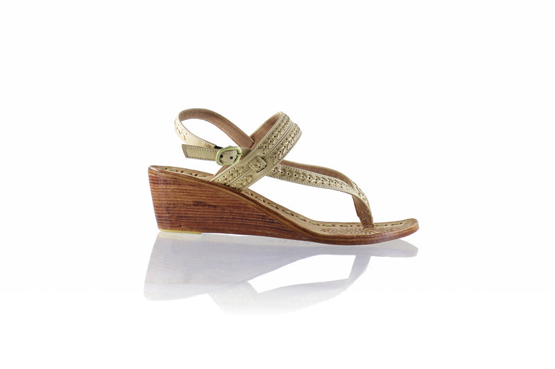 Timika 50mm Wedges - Ivory & Gold