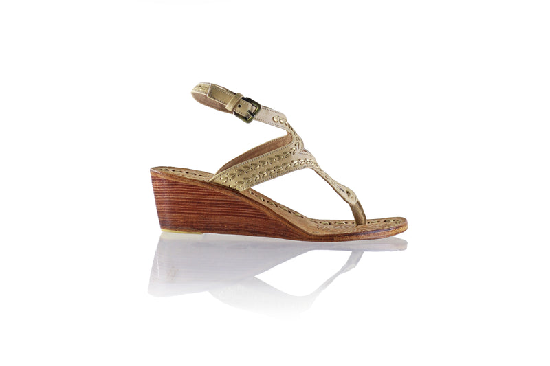 Agra 50mm Wedge - Cream & Gold