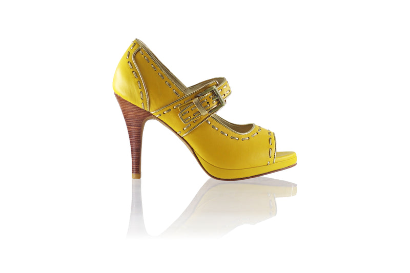 Dewi Peeptoe 115mm SH PF - Yellow & Gold