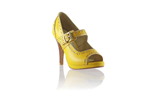 Dewi Peeptoe 115mm SH PF - Yellow & Gold