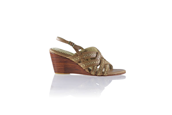 Ellok 80mm Wedges - Taupe BKK & Gold