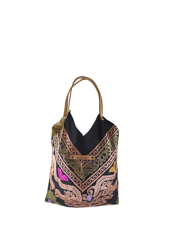 Saraswati Origami Tote Bag - Black Rose