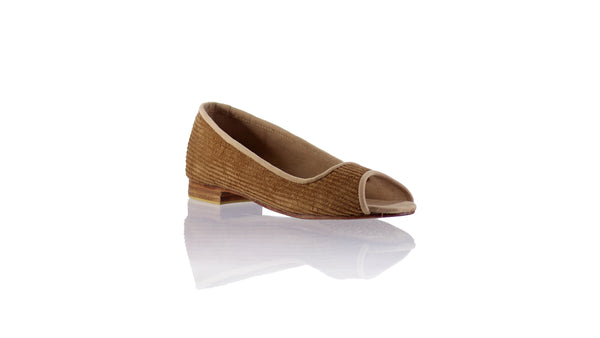 Kate Peeptoe 20mm Ballet - Brown Corduroy