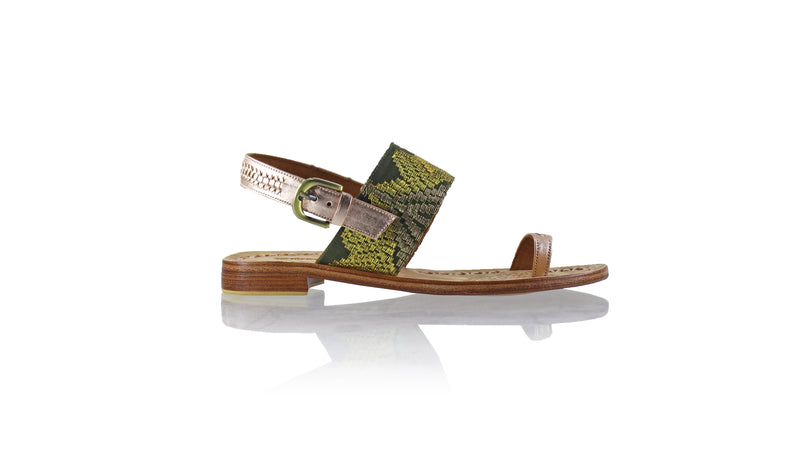 Prana 20mm Flat - Rose Gold & Dark Olive Songket