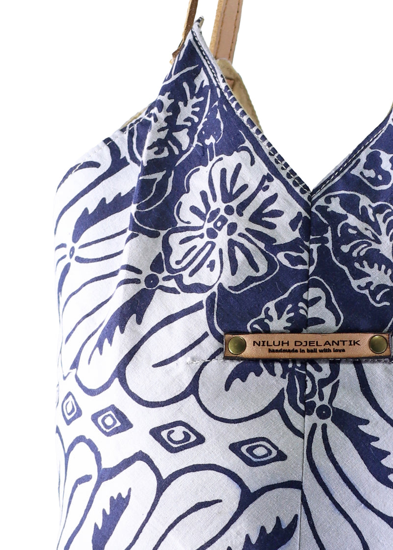 Saraswati Origami Tote Bag - White Blue Flower