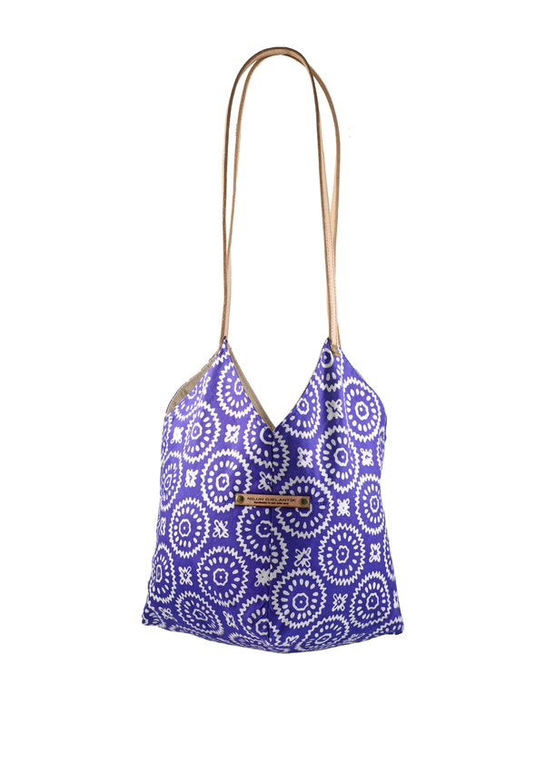 Saraswati Origami Tote Bag - Blue Circle