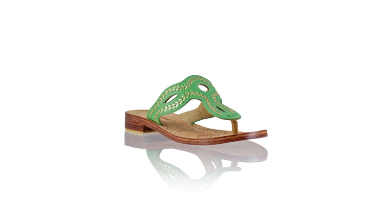 Leather-shoes-Africa 20mm Flat - Green & Gold-sandals flat-NILUH DJELANTIK-NILUH DJELANTIK