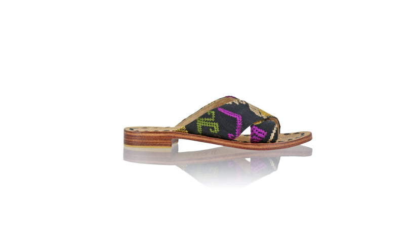 Leather-shoes-Ines 20mm Flat - Black Songket-sandals flat-NILUH DJELANTIK-NILUH DJELANTIK