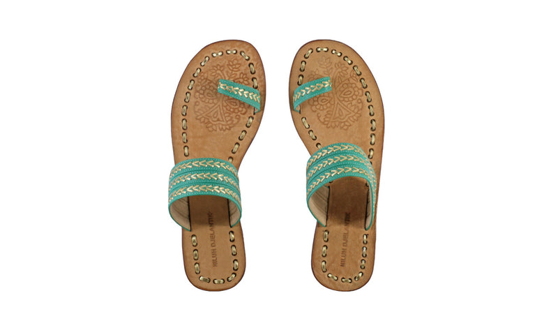 Leather-shoes-Merauke 20mm Flat - Emerald & Gold-sandals flat-NILUH DJELANTIK-NILUH DJELANTIK