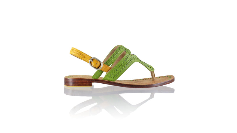 Leather-shoes-Emma 20mm Flat - Green Bkk & Mustard Bkk-sandals flat-NILUH DJELANTIK-NILUH DJELANTIK