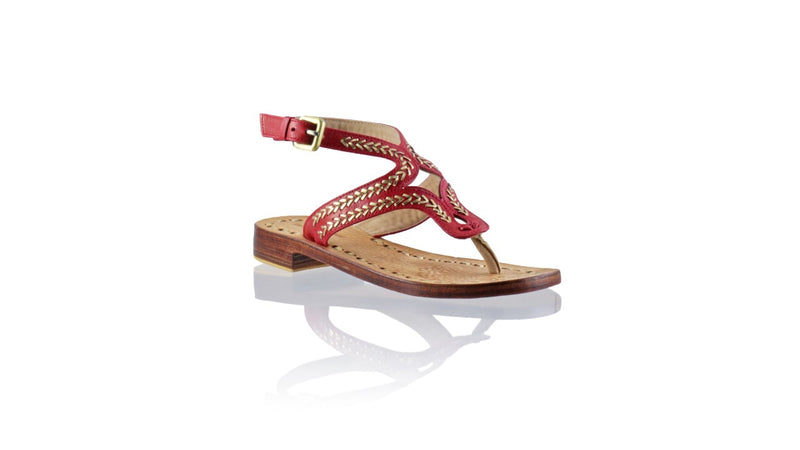 Leather-shoes-Agra 20mm Flats - Red & Gold-sandals flat-NILUH DJELANTIK-NILUH DJELANTIK