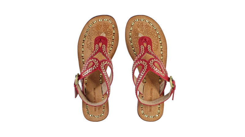 Leather-shoes-Agra 20mm Flats - Red & Gold-sandals flat-NILUH DJELANTIK-NILUH DJELANTIK